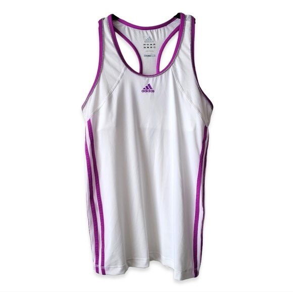 ADIDAS Climalite Racerback White and Purple Sports Tank Top Size M - Picture 1 of 12